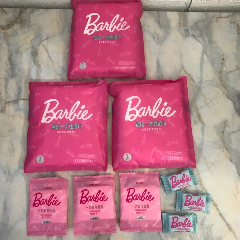 Barbie Travel Disposable Set Pink Bath & Body Miniso